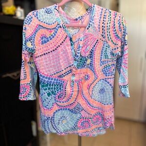 Lilly Pulitzer Colorful Mosaic Patterned Top